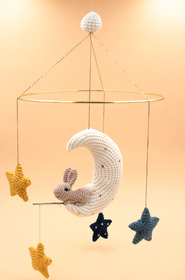 Moon Bunny And Stars Crochet Mobile