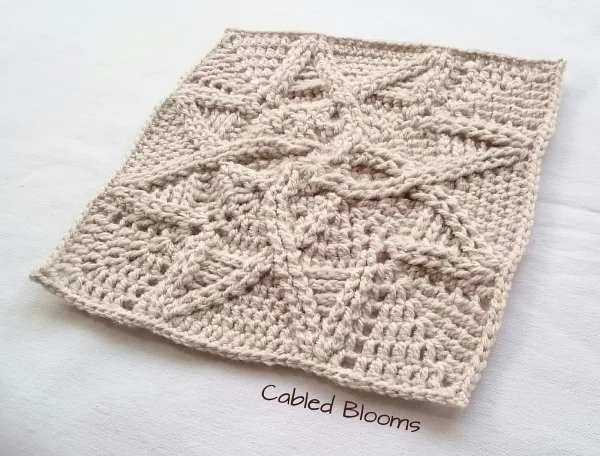 Cabled Blooms Afghan Square