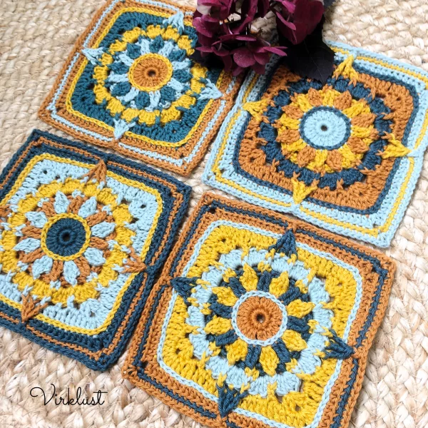 Compass Rose Crochet Square Block