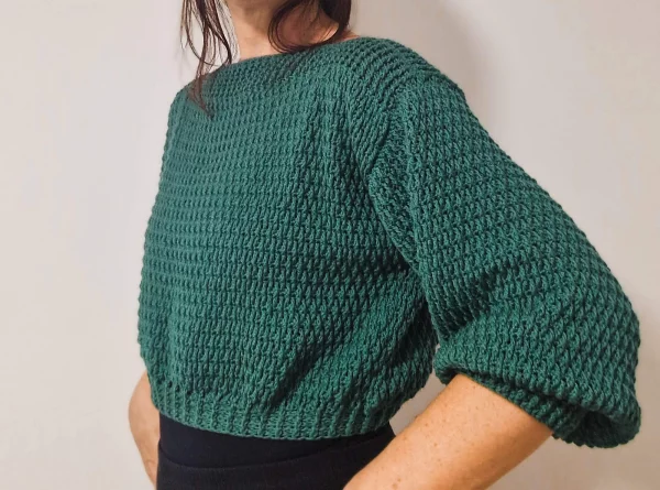 Cropped Alpine Stitch Sweater