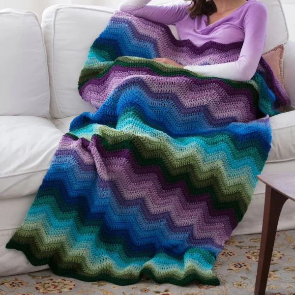 Red Heart Radiating Ripple Throw