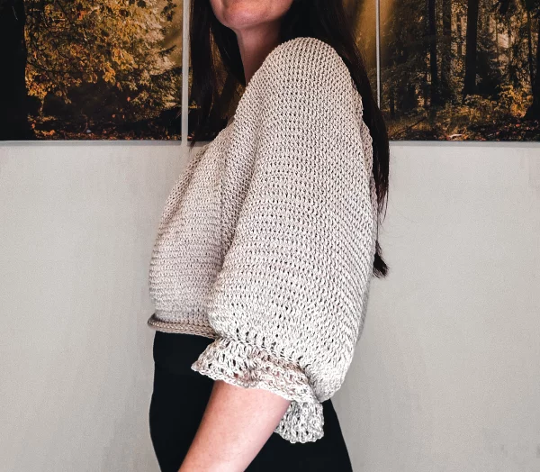 Ruffle Raglan Crochet Sweater