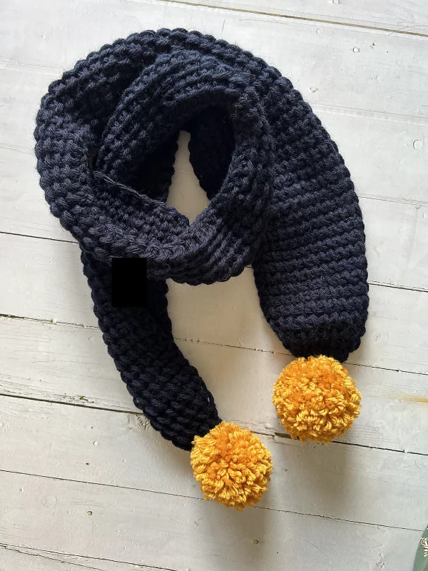 Tunisian Crochet Pompom Scarf