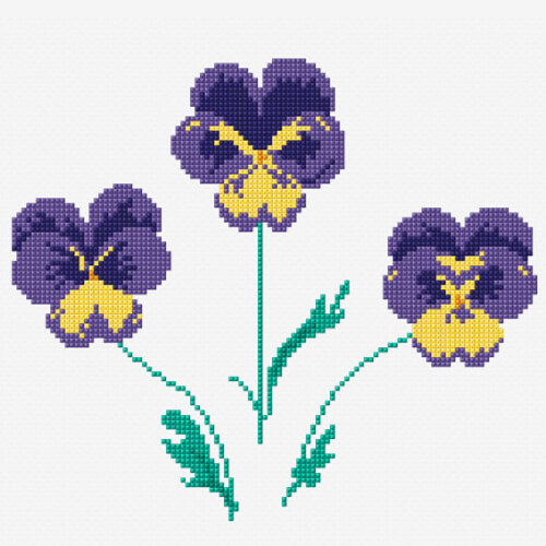 Viola Pansies - Free Cross Stitch Pattern
