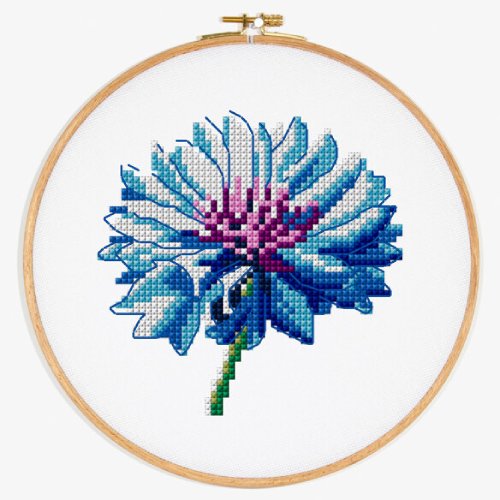Bleuet Flower - Free Cross Stitch Pattern