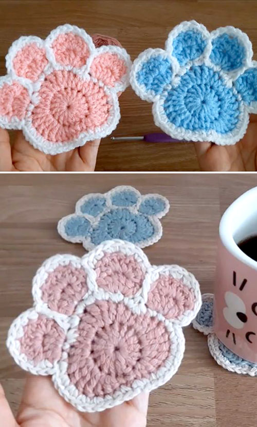 Crochet Paw Coaster - Tutorial