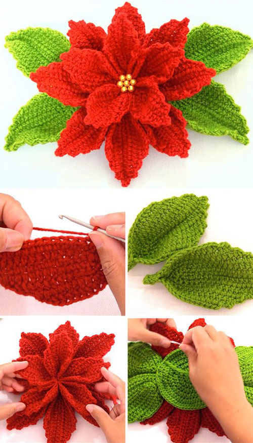 Crochet Poinsettia Flower - Tutorial