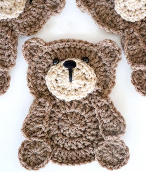 Crochet Teddy Bear Applique - Free Pattern & Tutorial