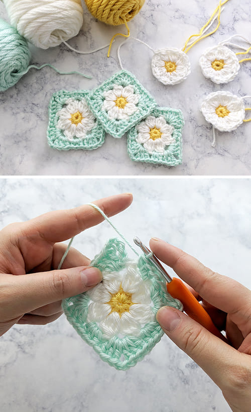Dainty Daisy Granny Square - Motif & Video Tutorial