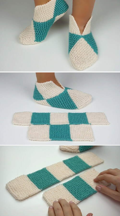 Easy to Fold Slippers - Knitting Tutorial