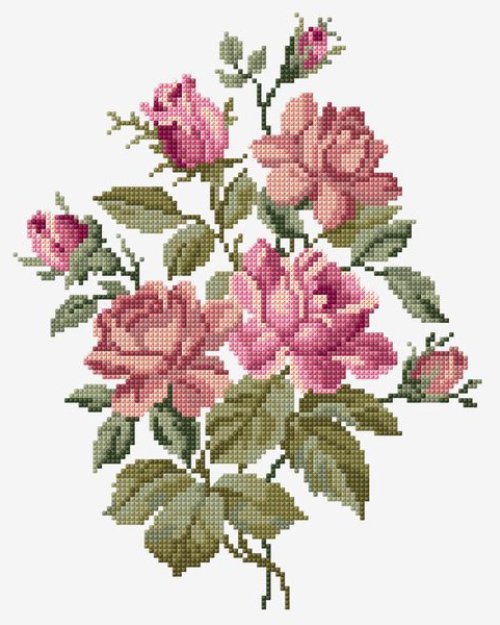 Embroider Your Own Pink Rose Bouquet