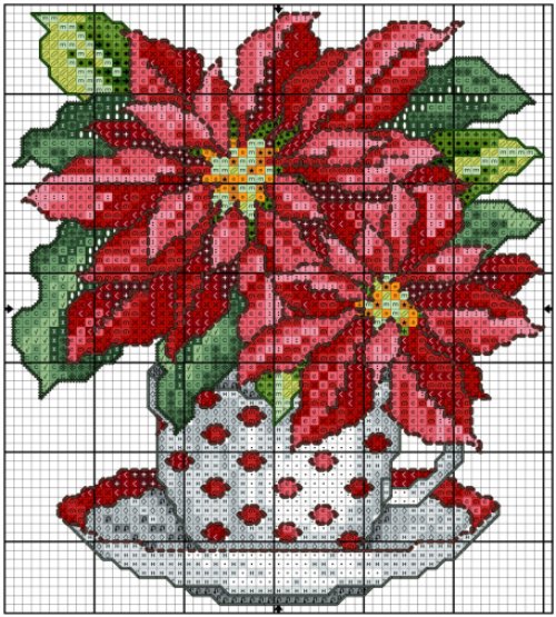 Flowers in Cup #9 - Free Cross Stitch Pattern