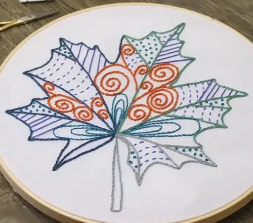 Free Fall Leaf Embroidery Pattern
