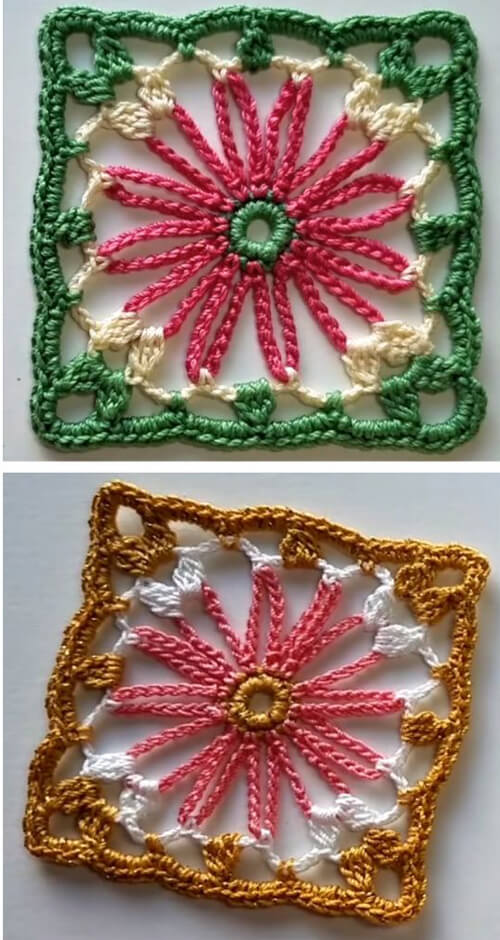 How to crochet flower square - Tutorial