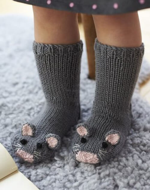 Mouse Socks - Free Knitting Pattern