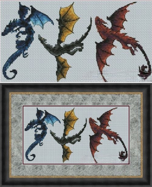 Three Dragons - Free PDF Cross Stitch Pattern