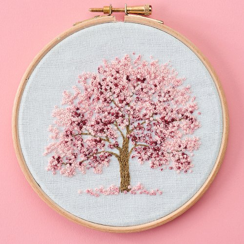 How to make a French knot embroidery tree